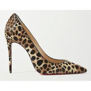 Christian Louboutin Kate 100 Pony Madagascar Leopard Black Brown Classic Stiletto Heel Pump