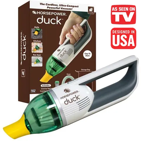 Duck Compact Cordless Vacuum Cleaner for Home, Car, Office, Pet Hair, Food Particles - Rechargeable