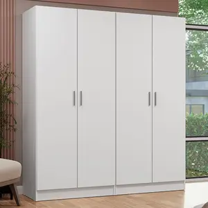 Madesa 4 Doors Storage Cabinet with Ample Shelves Space 63" L Utility Armoire Closet Entryway and Bedroom Organization Unit - White