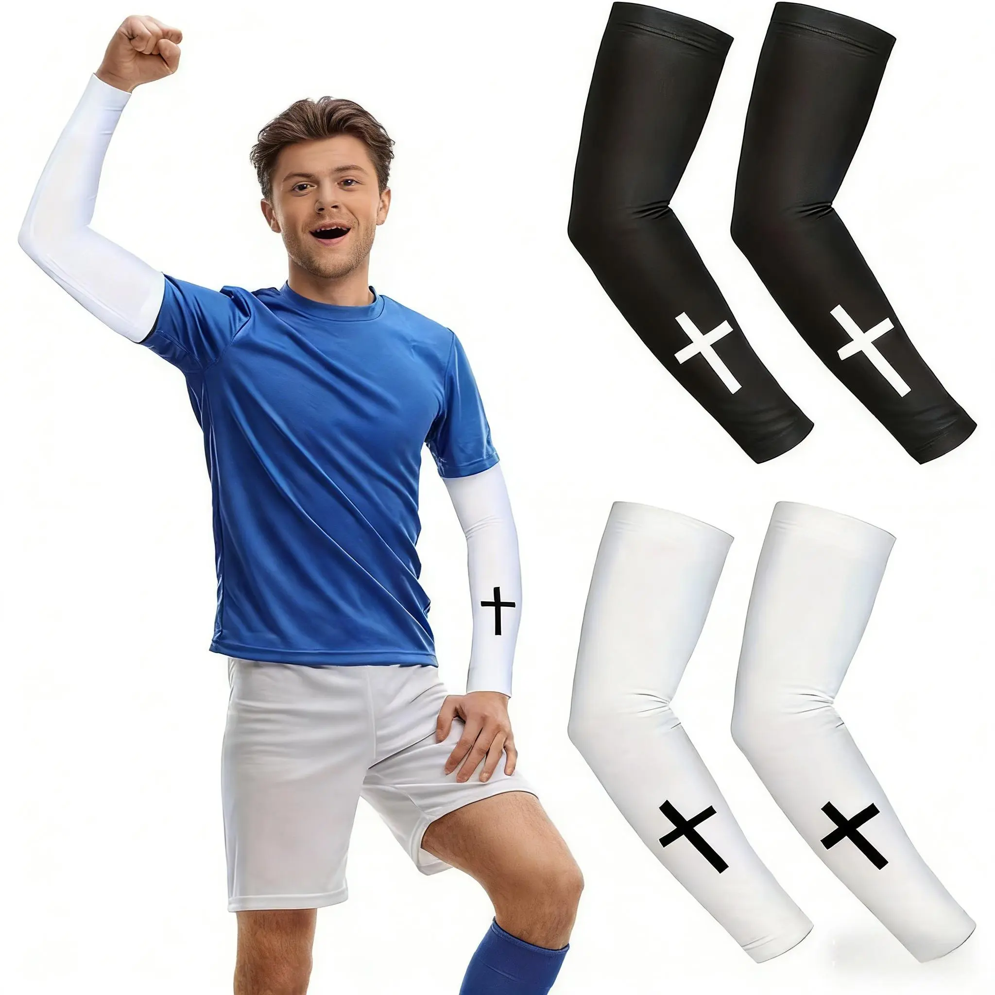 Compression Arm Sleeves & Shaper for Male Athletes - Cross Pattern Moisture-Wicking Support with Elastic Fit for Football & Training, Arm Shaper, Breathable, Snug Hold