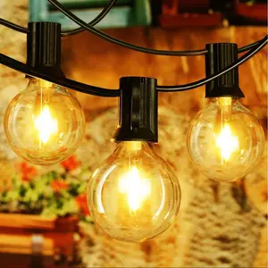 1 Box Outdoor String Lights, 100 Feet Waterproof Connectible Hanging Lights, Includes 50 Edison Bulbs + 2 LED Backup Plugs, Garden Patio Decor