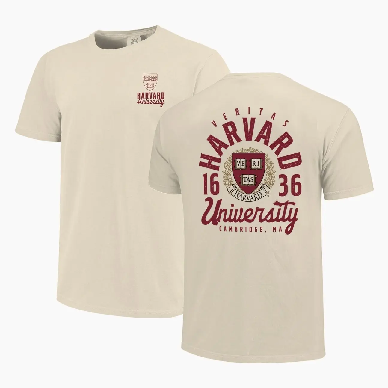 Harvard Crimson Unisex Vintage Graphic T-Shirt, Oversized Streetwear Tee, Premium Cotton Short Sleeve Top, Retro Y2K Casual Unisex Shirt for Men & Women Colors Mascot Overlay T-Shirt - Cream