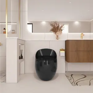 1-Piece 1.28 GPF Single Flush Egg Shape Toilet in Glossy Black   WL RR