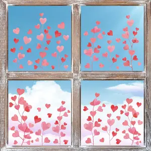 Horaldaily 40 PCS Valentine Window Cling Sticker, Pink Tiny Love Hearts Home Party Supplies Shop Window Glass Display Decoration