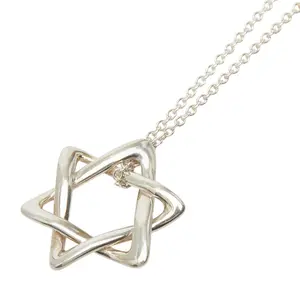 Pre-owned Tiffany & Co. Sterling Silver 925 (Ag925) Small Leather Goods TIFFANY&Co. Star of David Silver Necklace