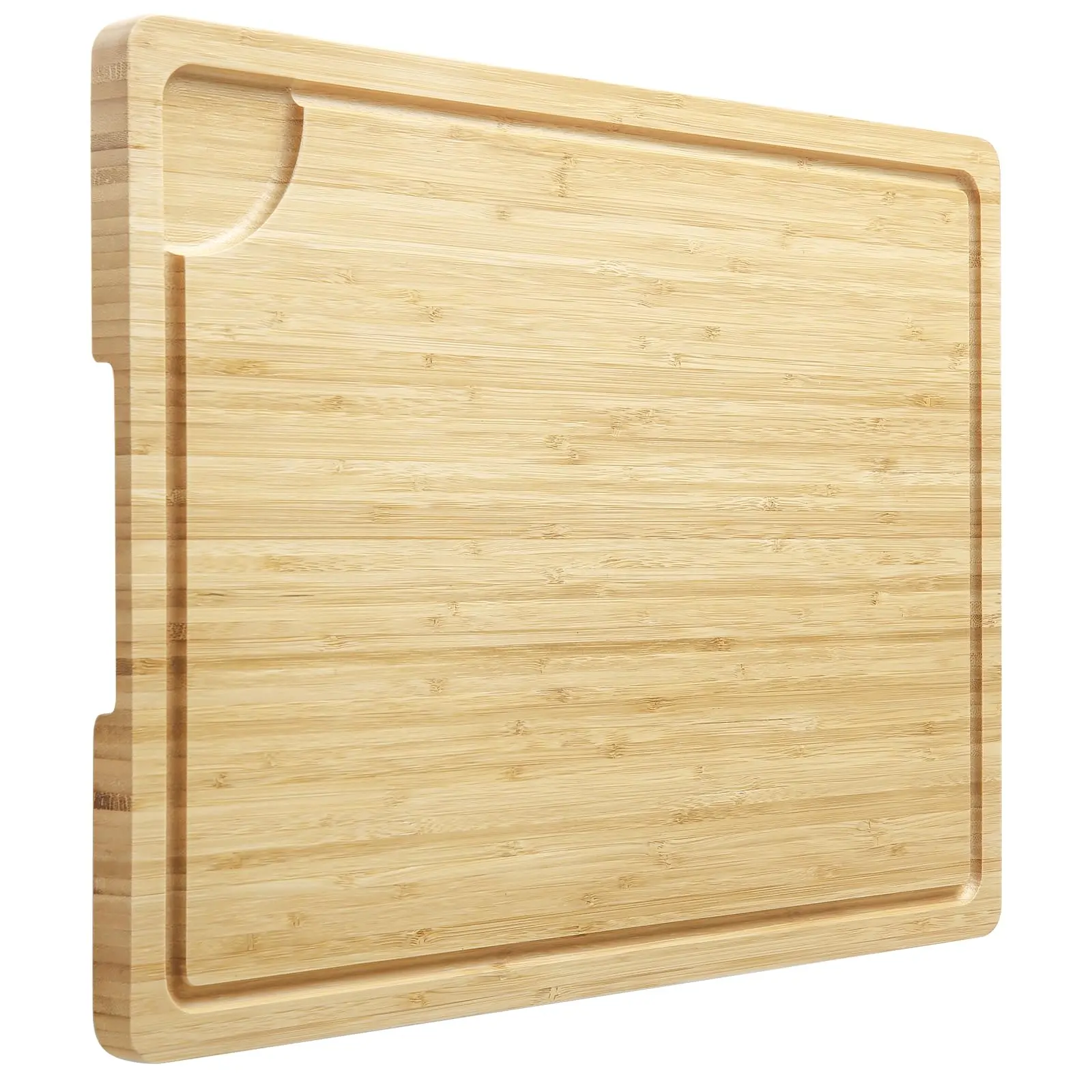 20 in Large Cutting Board, Bamboo Wood Cutting Board for Kitchen with Handles and Juice Groove, Reversible Chopping Board for Meat, Cheese Board