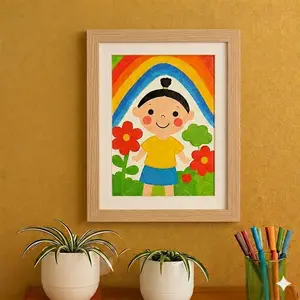 1 Piece Wood Kids Art Frame 13x10 Magnetic A4 Storage MDF Front Loading Holds 150-200 Artwork Couple Gift Christmas Festive Wooden Gallery Style Hanging Keyholes Flexible Orientation Trending