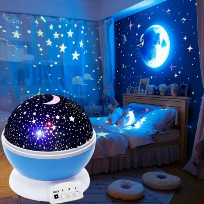 Star Moon Projection Night Light, LED Nightlight, Night Lighting, LED Star Light, Automatic Rotation, USB Interface, Colorful Atmosphere Lamp, Ideal for Bedroom, Party, Home Decor, Indoor Decorative Light, USB Powered Light
