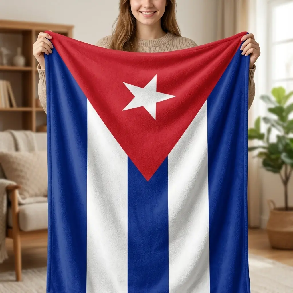 Cuba Flag Soft Flannel Throw Blanket - Country-Themed Blanket, Safe Materials, Indoor Use for Couch Bed, Ideal Gift for Adults, Cuba Flag Blankets, Country-Themed Blankets