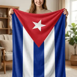 Cuba Flag Print Soft Flannel Throw Blanket, All Seasons, Safe Materials, Soft-Comfy for Home-Travel Use, Ideal Couch-Bed Gift for Adults,summervibes