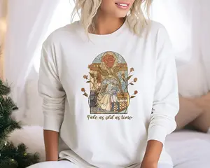 Vintage Tale As Old As Time Sweatshirt, Retro Beauty And The Beast Sweatshirt, Princess Belle Sweatshirt Cotton Fabric