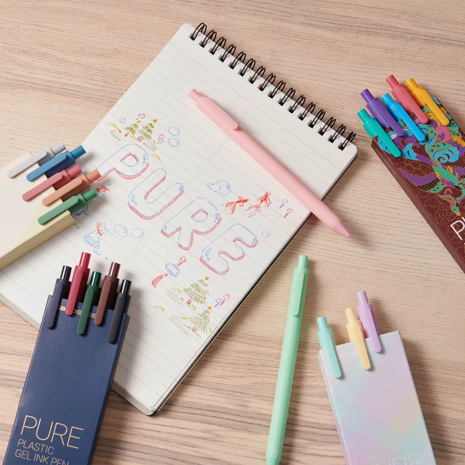 Kaco 30 Pieces Gel Pens PURE Assorted Color Ink 0.5mm Fine Point Aesthetic Pens for Journaling Cute Stationery School Office Supplies