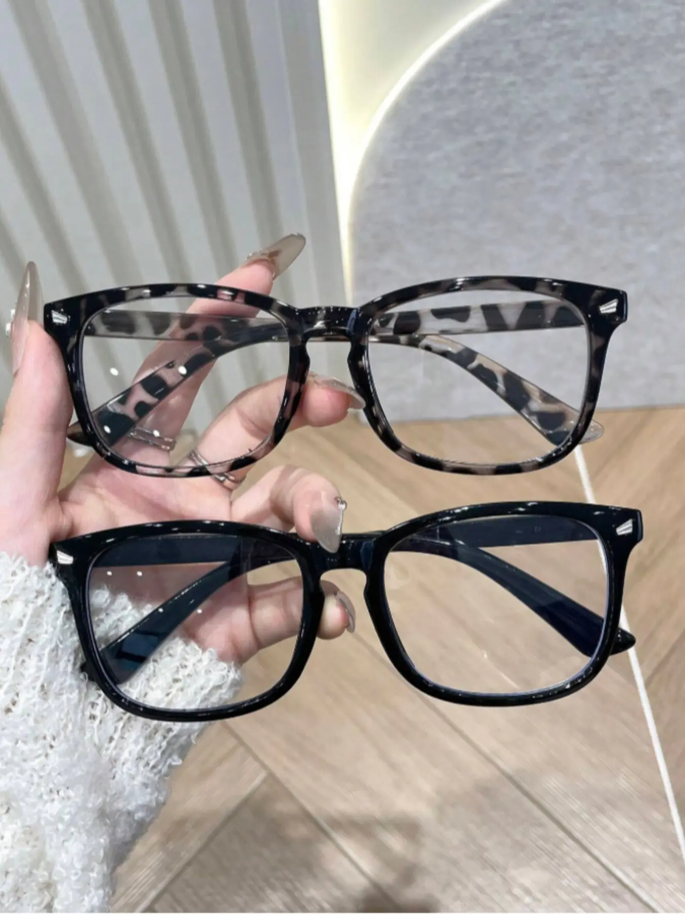 Unisex Fashion Casual Eyewear Set, 2 Pairs Stylish Leopard Pattern Eyeglasses for Daily, Versatile Clothing Accessories for Men and Women, Trendy Casual Eyeglasses