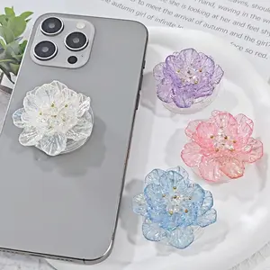 1-Piece - Cell Phone Stand Suitable for Everyday Office Desks - Adhesive Retractable Airbag Bracket - Phone Holder Design - Beautiful Double-Layer Flower Petals - Portable and Practical Everyday Phone Decoration Accessory