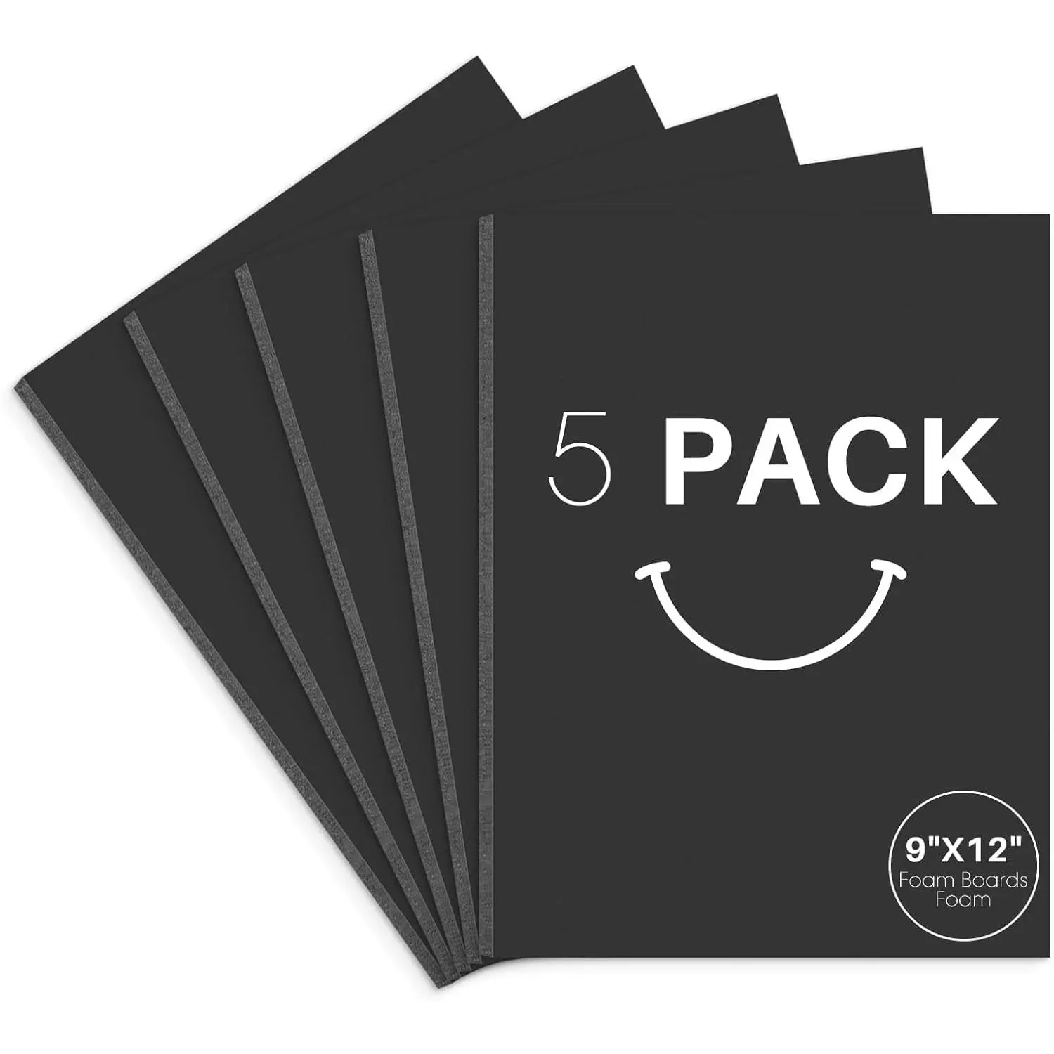 , Acid Free 5 Pack 9x12 Black  Boards  Core Poster Board, 3/16'' Thick Polystyrene  Sheet for Projects, Mounting, Crafts,  and Presentations
