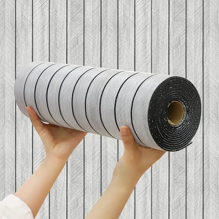 Kuujojo Wood Panel Peel & Stick Wallpaper, Striped Self-Adhesive Faux Wood Grain Wall Covering, Easy DIY Home Decor 15.74 X 118 in, Peel And Stick Wallpaper Designs, Wall Panels Roll, Decorative Wallpaper, Interior Walls