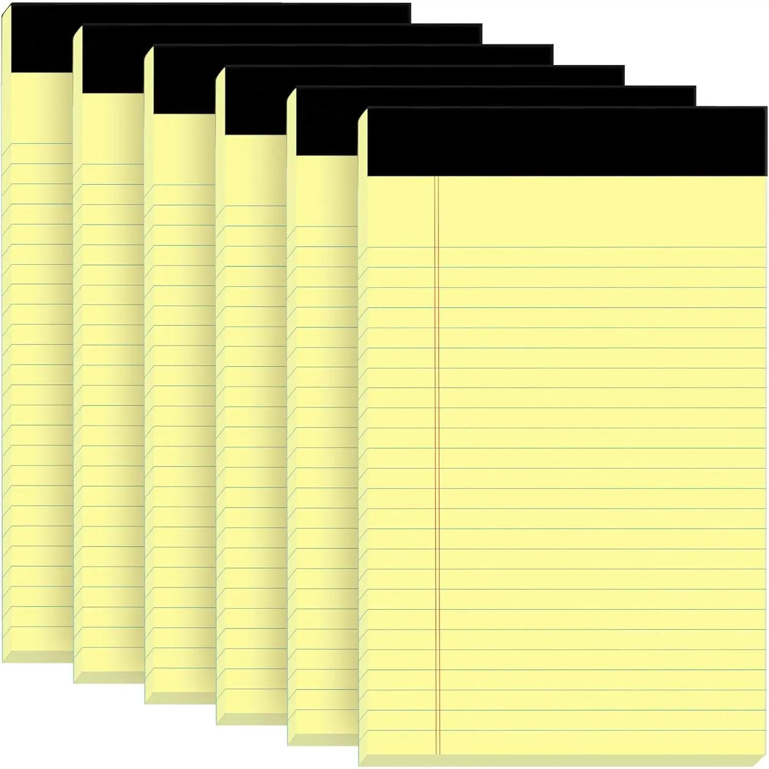 Yellow Legal Notepads 5x8, Pack of 6 - Perforated Narrow Ruled Writing Pad -  Thick Paper, No Ink Bleeding - Blank Legal Pads For , Office, School, Business - 50 Sheets Per Notebook