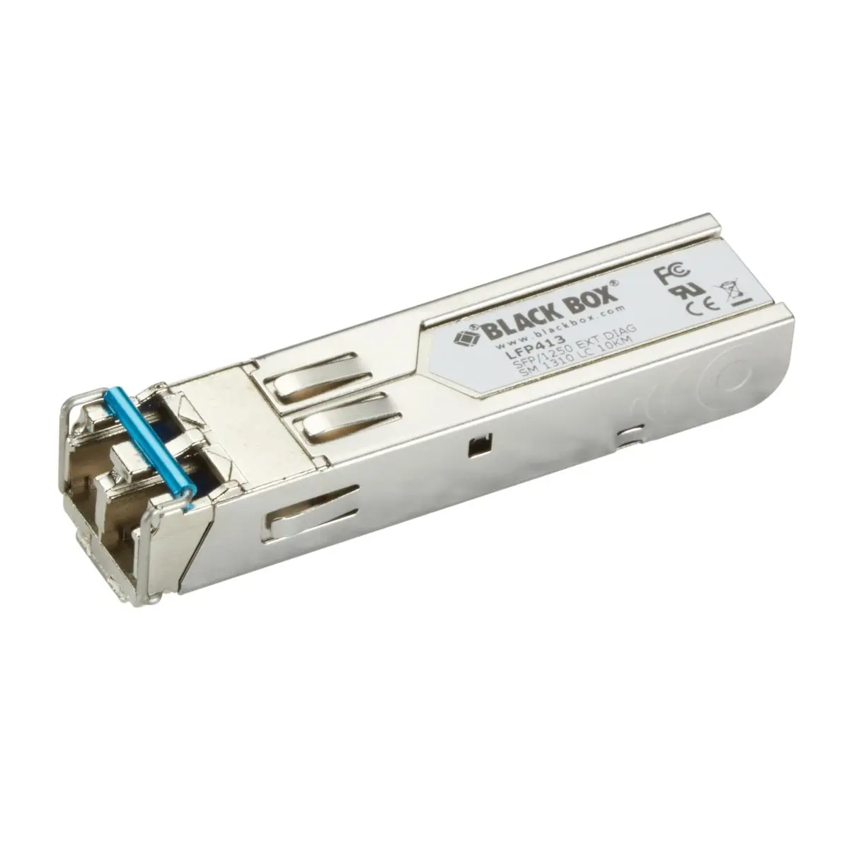 Black Box Optical Transceiver, Small Form-Factor Pluggable (SFP), 1250 Extended Diagnostics, SM 1310nm LC Interface, 10Km Range, Fibre Channel/Atm Compatible, Gigabit Fiber Support, Wide Operating Temperature