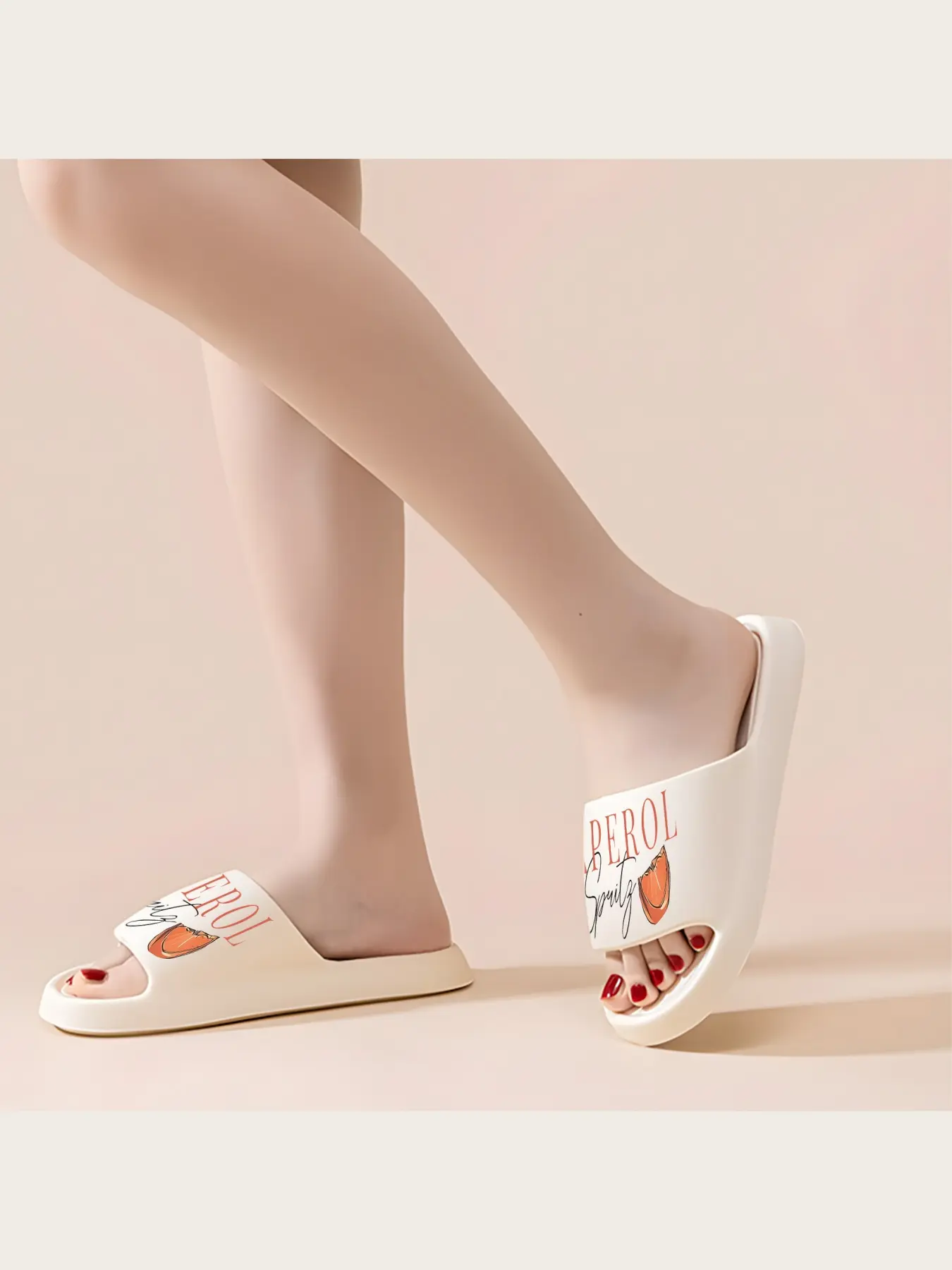 Aperol Spritz Print Slippers Women Men Summer Indoor Outdoor Comfortable Non-Slip Soft Sole Sandals Home Beach Party Casual Footwear Orange Citrus Design Lightweight Breathable Shoes