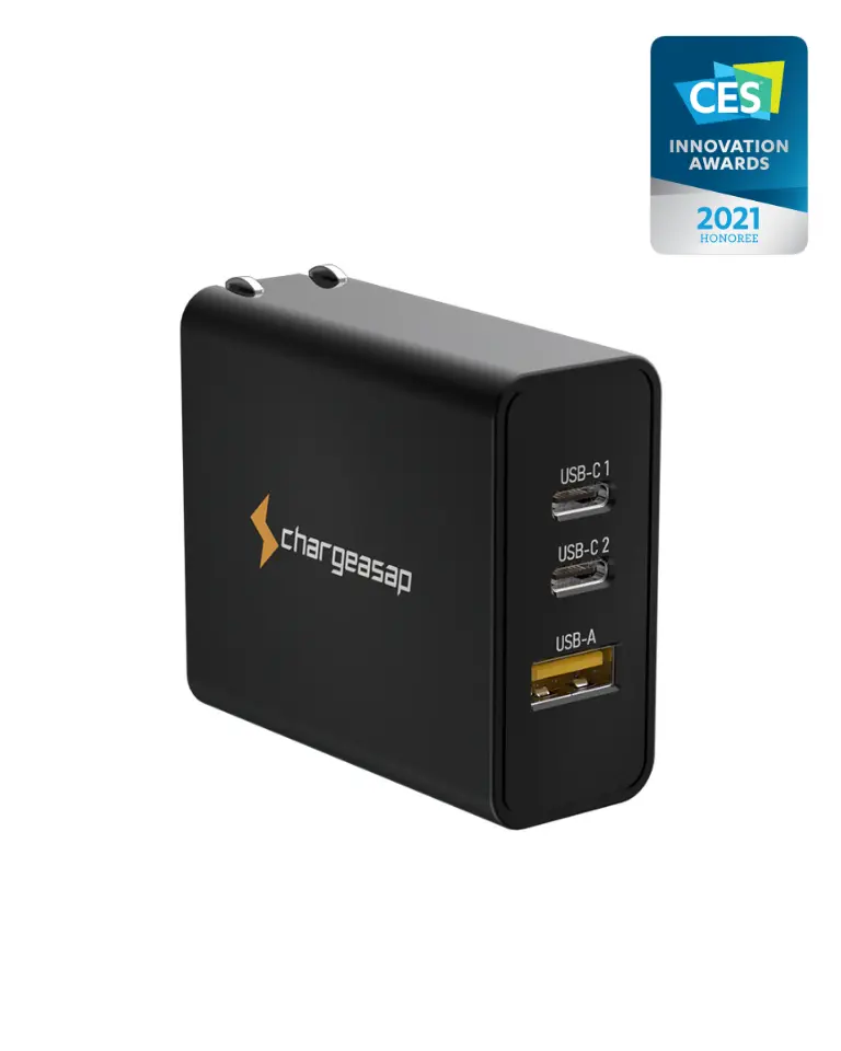 Chargeasap Omega 100W GaN Charger – Fast Charging 3-Port USB-C Laptop Charger with Multi-Device Charging (100W/120W/140W Compatible)