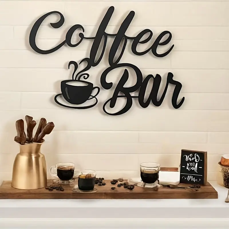 Metal Coffee Bar Sign, Rustic Design Kitchen Decor, Art Wall Decoration, Decorative Wall Sign, Ideal for Cafes & Home Use, Perfect for Office & Kitchen Spaces, Vintage Metal Sign, Kitchen Signs, Wall Art Plaque