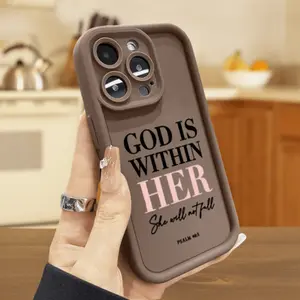 God in Her Heart Brown Pattern Design iPhone Case Compatible with iPhone 17 Pro Max 16 16e 15 14 Plus 13 12 Mini 11 Air X XS 2D Printing Soft TPU Cover with Raised Edges
