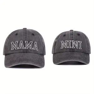 2Pcs/Set MAMA MINI Letter Embroidered Adjustable Baseball Cap Breathable Sun Protection Outdoor Hat