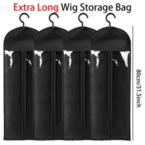Extra Long  Wig Storage Bag With Hook Wig Storage Hanger Zipper Transparent Dustproof Wig Storage Bag, Hair Extension Holder Wig Bag Wig Storage For Multiple Wigs Holder Hair Extension Hanger Wig Tool Wigs Accessories For Salon & Home Use Wigs & Acces