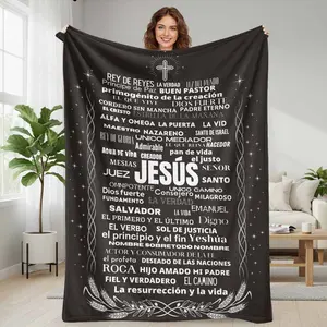 Jesus Faith Inspirational Typography Pattern Flannel Blanket  Christian Cross Graphic Design  Soft Warm Lightweight Cozy Throw  Perfect for Bedroom  Living Room  Church  Prayer Time  Religious Gift  Holiday Decoration  Spiritual Comfort Use