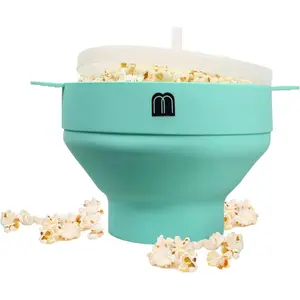 UGOOLER  icrowave Popcorn Popper  Popcorn aker, Collapsible Bowl with Lid, Without BPA and Dishwasher Safe, Quick & Easy(Blue)