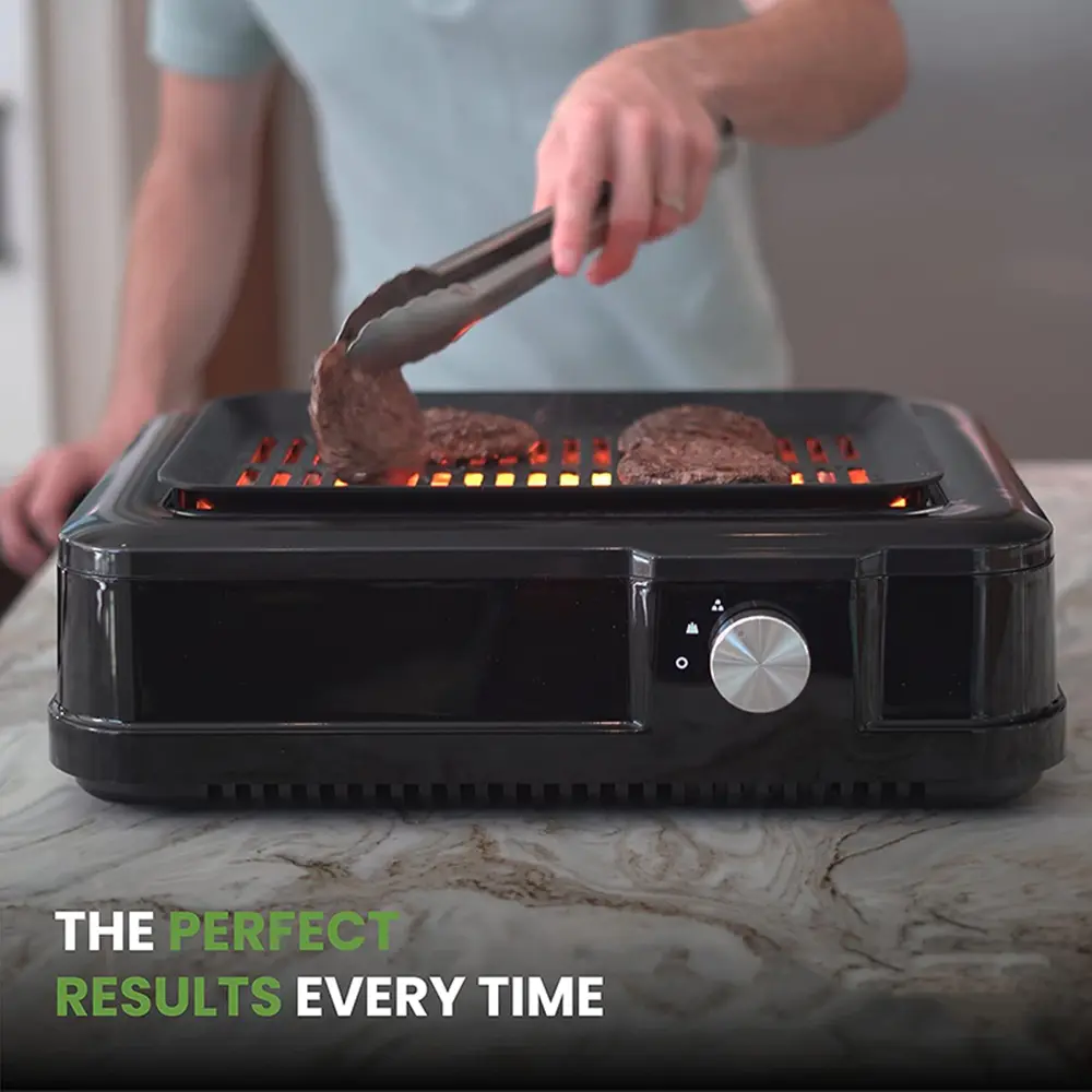 1660W Portable Smokeless Nonstick Coating Flat Top Griddle - Electric Barbecue Grill with Detachable Large Tray, Indoor BBQ Kitchen Appliance for Outdoor Use