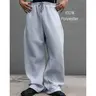 【100% Polyester Fabric】DealsForYouDays Drawstring Waist Spring Straight Wide Leg Baggy Pants Workout Athletic Sweatpants with Pocket