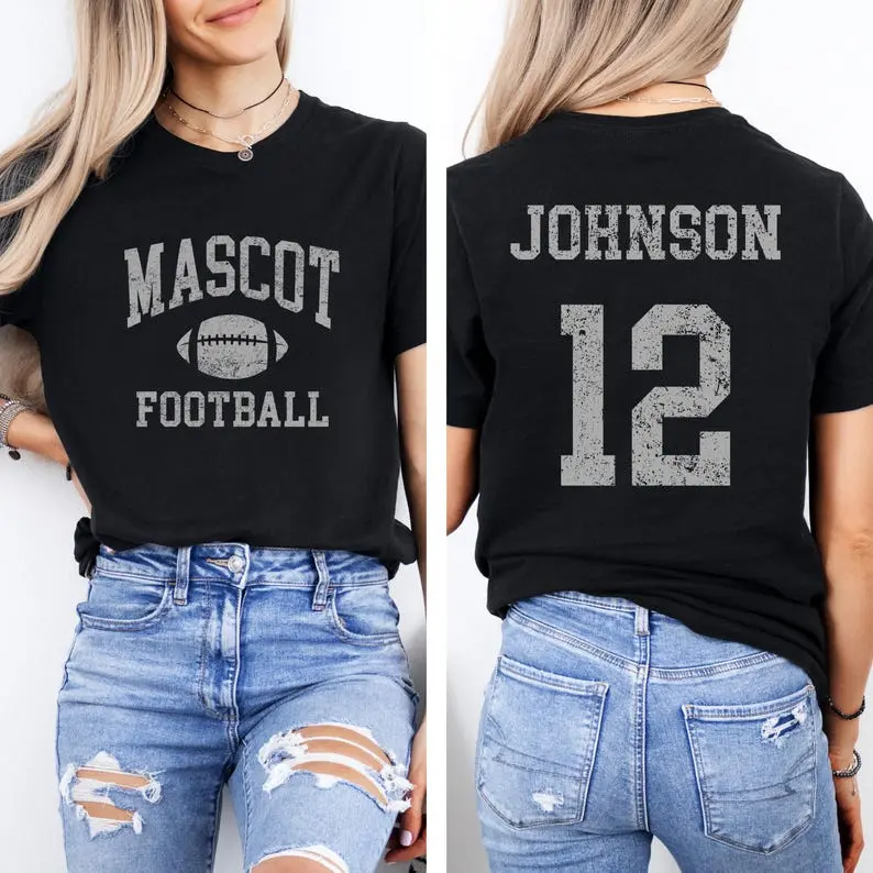 Unisex Custom Football Mom Shirt - Personalized Jersey Number Sweatshirt/Hoodie, Gym-Fit Short-Sleeve Men's Top for Everyday Game Day, Bottoms-Compatible Style