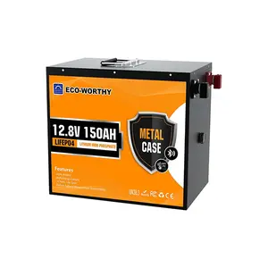 ECO-WORTHY 12V 150Ah Metal Shell LiFePO4 Lithium Battery with Bluetooth, Low-Temp Protection, Rechargeable Deep Cycle Battery with 120A BMS, Ideal for Solar, RV, Camper, Marine, Trolling Motor