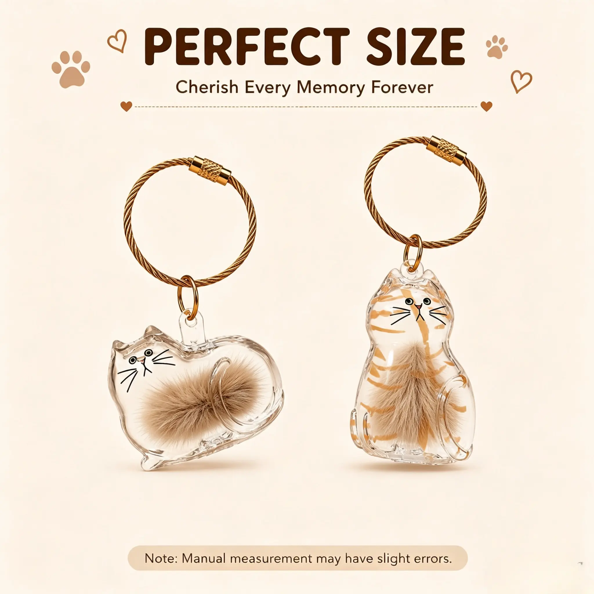 Kitty Fur Storage Hanging CharmPersonalized Cat Hair Keepsake Charm