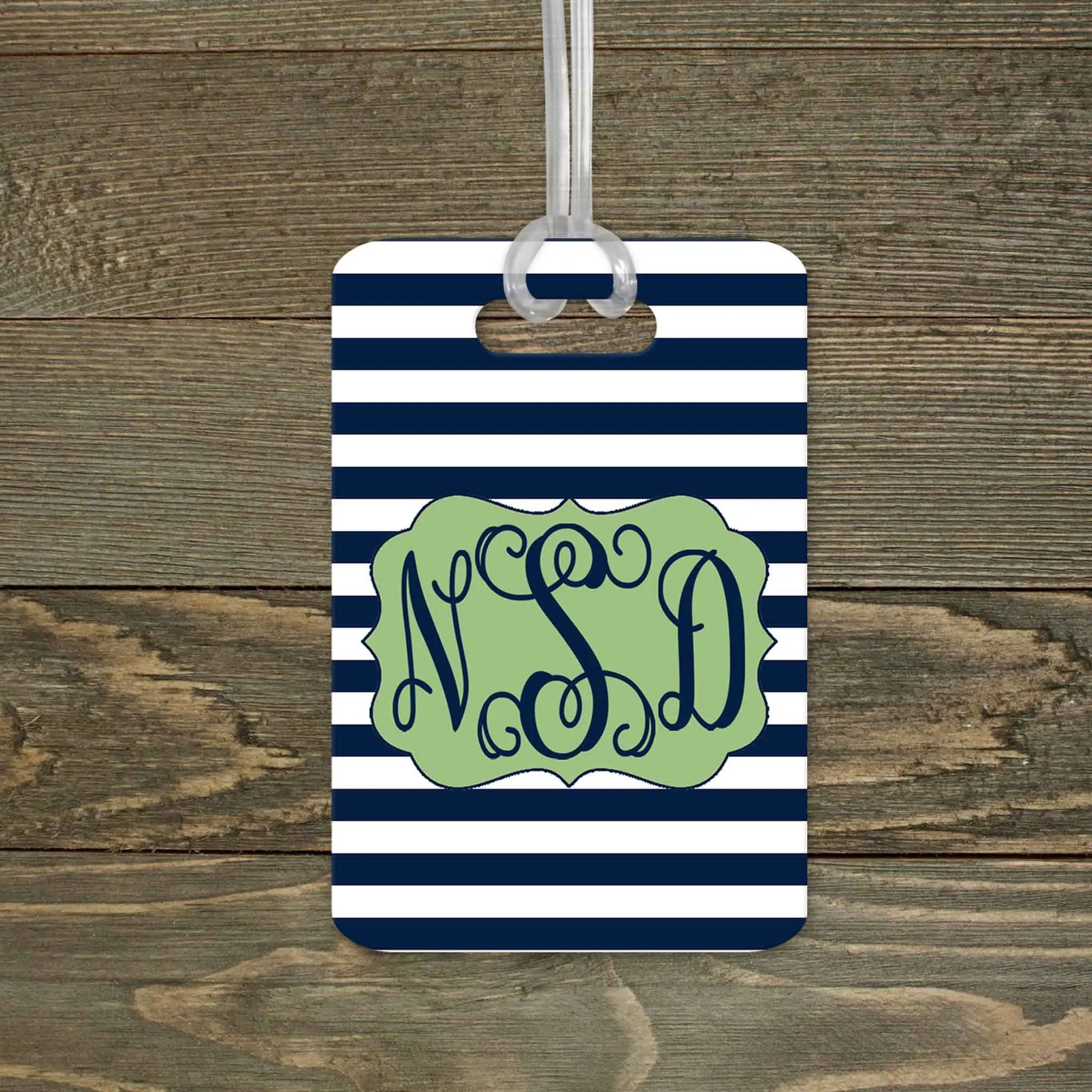 Personalized Luggage Tag | Custom Monogram Bag Tag | Navy Stripes