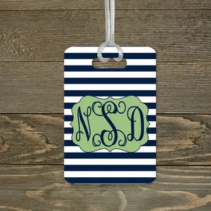 Personalized Luggage Tag | Custom Monogram Bag Tag | Navy Stripes