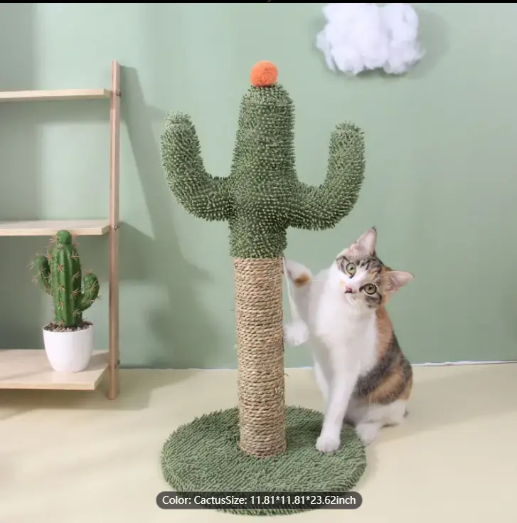 Interactive Cactus Cat Scratcher Toy - Durable Scratching Surface for Indoor Cats - Fun Pet Supplies for Play and Exercise