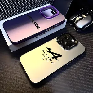 F1 Team A-Alpine Pattern Phone Case for iPhone 17 16 15 14 13 12 Pro Max Air | Multicolor Matte Laser Metallic Phone Case | Aurora Gradient Finish with Smooth Matte Texture | Durable Scratch-Resistant Anti-Fingerprint Protective Cover