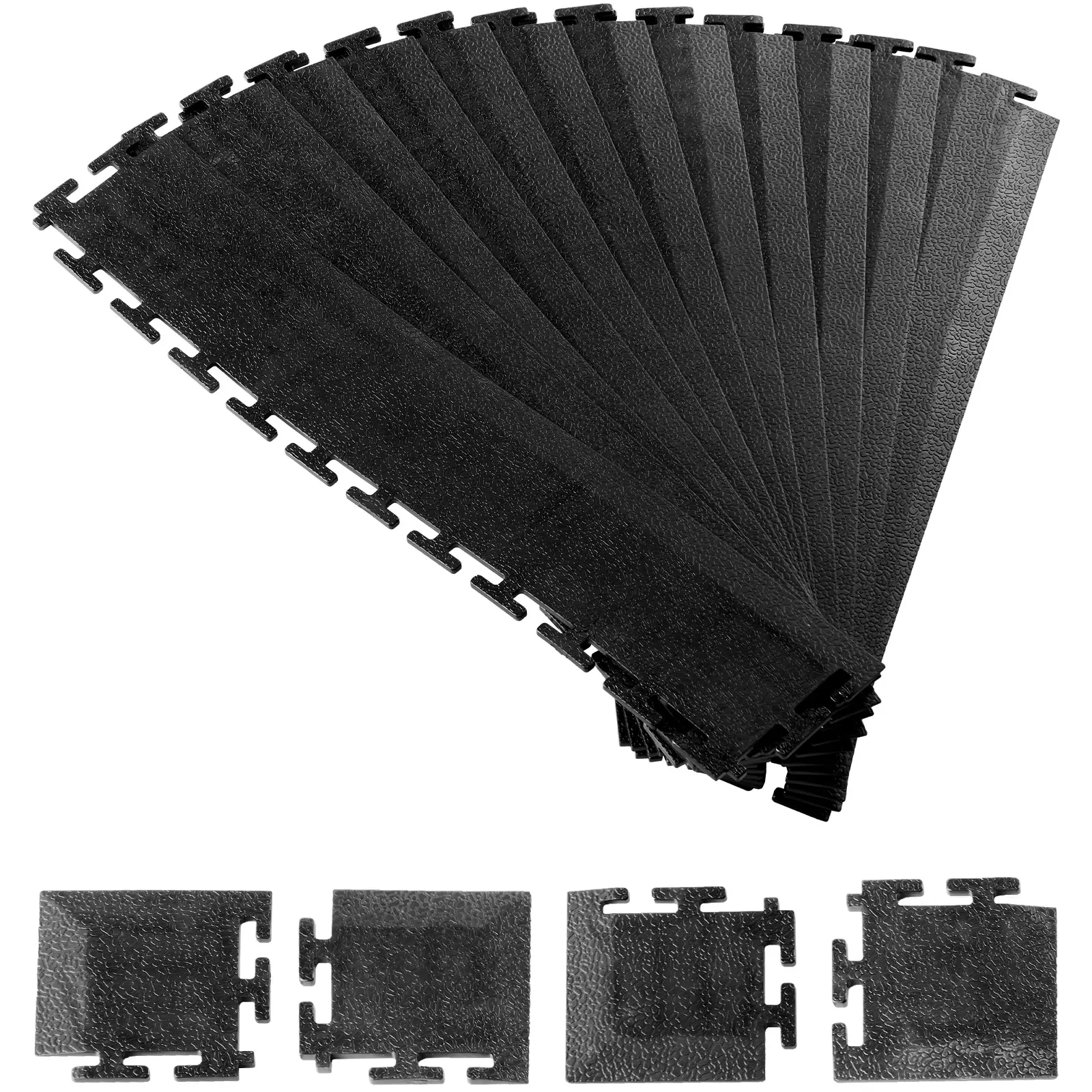 【DealsForYouDays】VEVOR Male Garage Floors Transition Edge Kit,12 Edges and 4 CornersSturdy PVC Interlocking Modular Garage Floor Edging Slip-resistantCompatible Only with VEVOR 4-Sided Interlocking MatsBlack