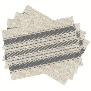 1/2/4/6/8pcspcs Linen Placemats Suitable for - Striped Rectangular Table Mats, Machine Washable & Durable Linen Table Protectors, Elegant Dining Table Decor for Kitchen, Party, Daily Use (1/2/4/6/8pcs)