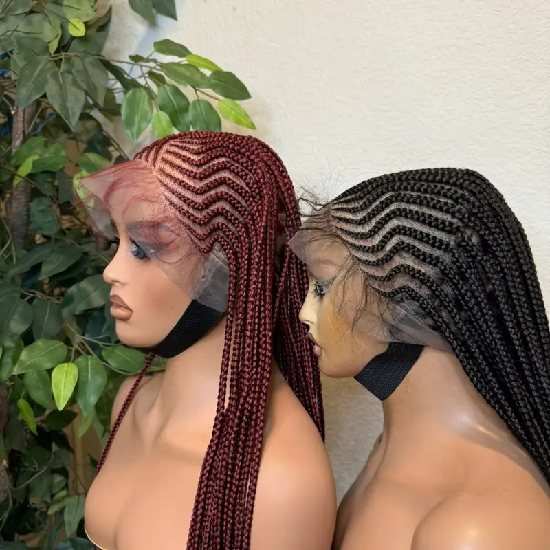 360 Full Lace 7 and 7 Cornrow braids made with premium synthetic transparent lace . Medium  Cap size :21.5– 22.5”