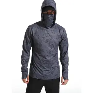 Raw Street Wear Fishing Shirt Hooded Men Fishing Clothes Outdoor Summer Mask Hoodie Sun Uv Protection Performance Jersey