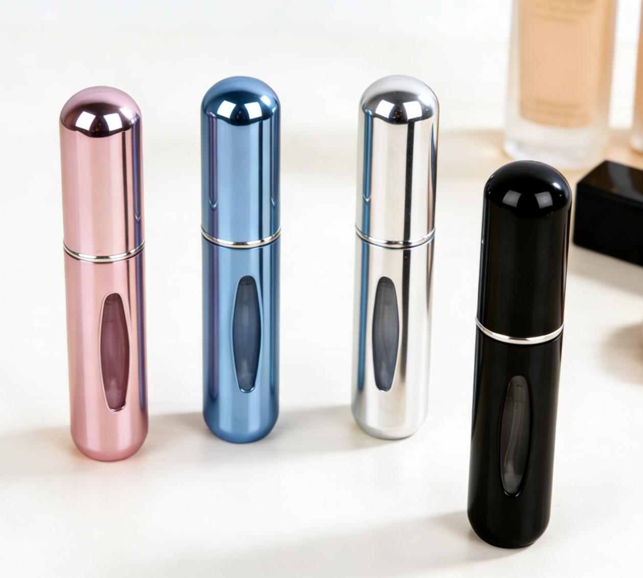 Refillable Perfume Bottle Portable Spray Atomizer High-end Transparent Rotating Fine Mist for All Skin Types