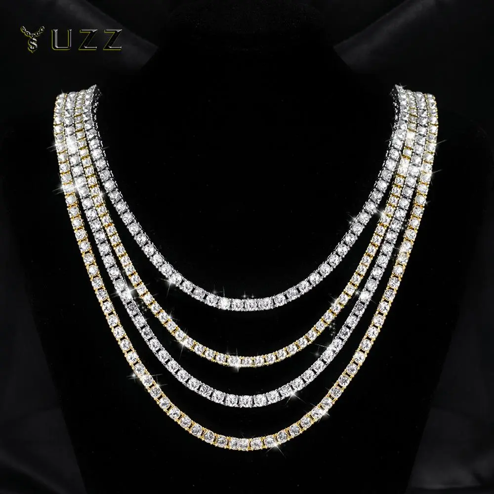 Classical 4MM Tennis Chain Iced Out Bracelet Necklace Men Fashion Hip Hop Jewelry Women 8/16/18/20/24inch Choker Punk Party Gift