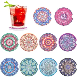 Coasters for Drinks Absorbent, 10 Pack 2.56in  Coasters Absorbent Ceramic with A Finger Notch for Easy Removal,  Cup Holder Coaster for , Cute  Accessories for Women,Men