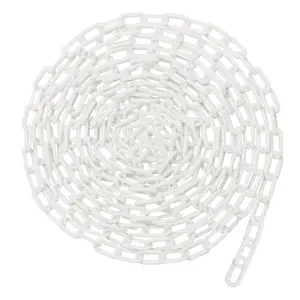 White Plastic Chain 25ft, 1.42" Link, High Visibility Plastic Chain Barrier for Crowd Control, Parking Lot, Driveway, Construction, Fence, Indoor & Outdoor (25ft)