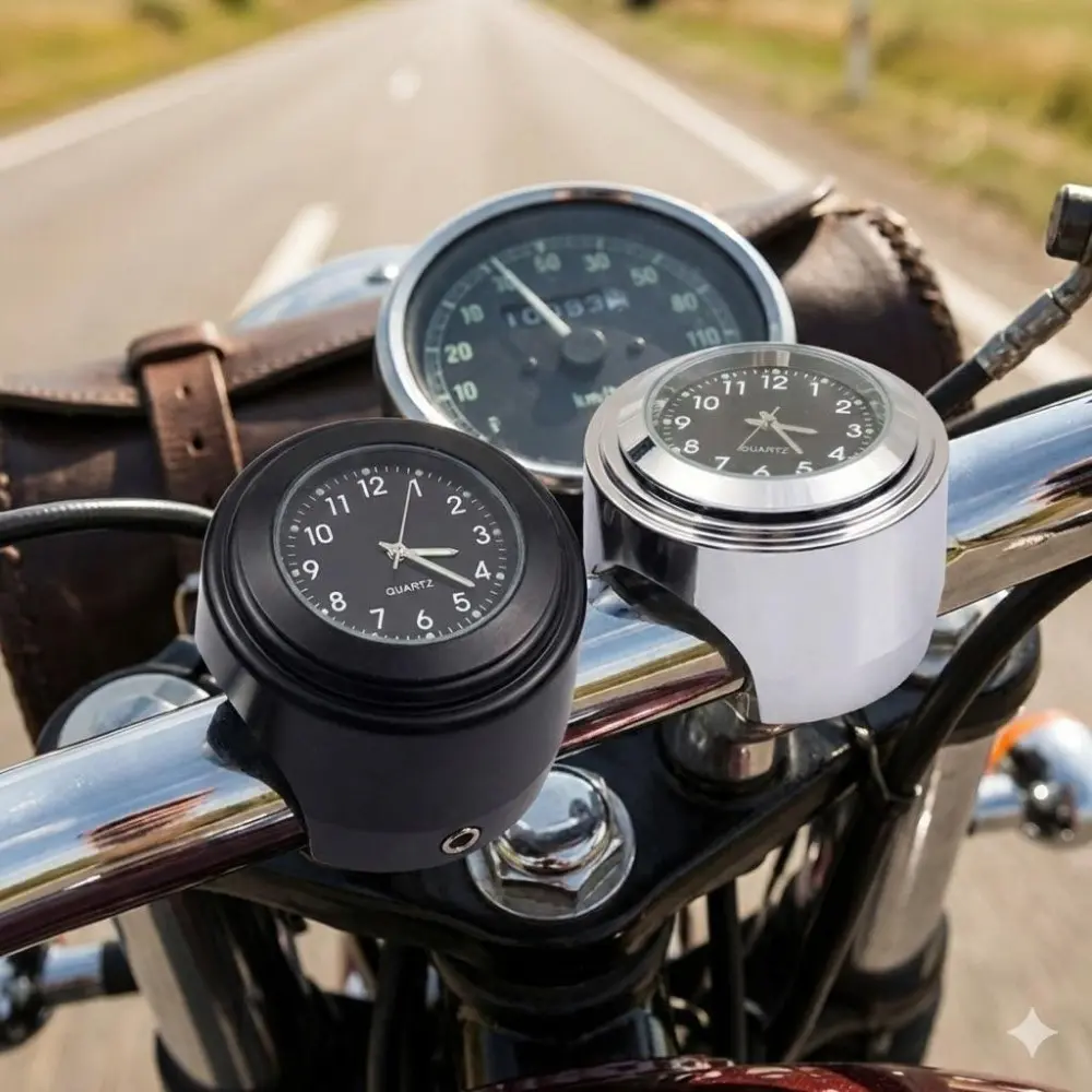 7 Inch Waterproof Chrome Motorcycle Clock Gauge - Universal Handlebar Mount Installation Kit with Night Vision & Quartz for Cruiser