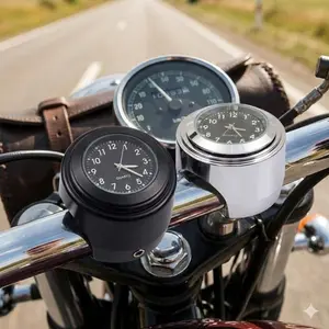 7 Inch Waterproof Chrome Motorcycle Clock Gauge - Universal Handlebar Mount Installation Kit with Night Vision & Quartz for Cruiser