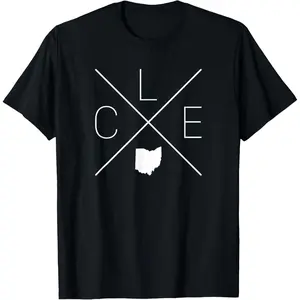 CLE Cross Design Cleveland Ohio T Shirt Men Women Casual Short Sleeve Cotton Tees Summer Fashion Graphic Print Top Unisex Trendy Streetwear